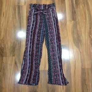 Boho Striped Pants-Red and Pink